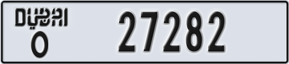 dubai License Plate Number 27282 Code O