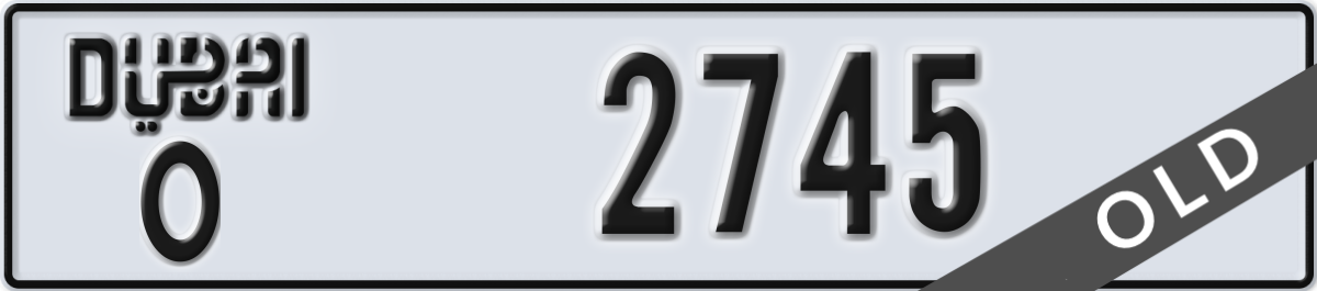 dubai License Plate Number 2745 Code O
