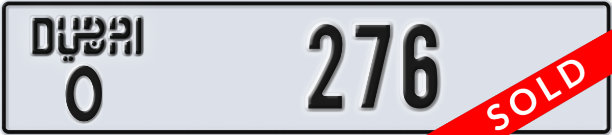 dubai License Plate Number 276 Code O