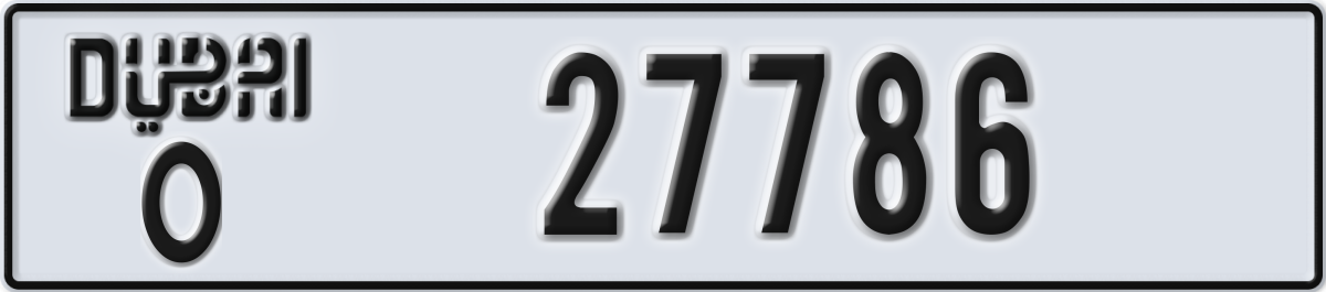 dubai License Plate Number 27786 Code O