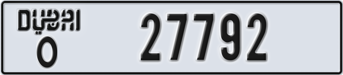 dubai License Plate Number 27792 Code O