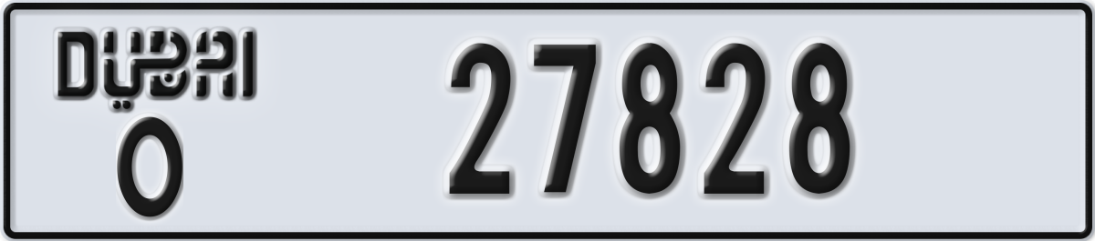 dubai License Plate Number 27828 Code O