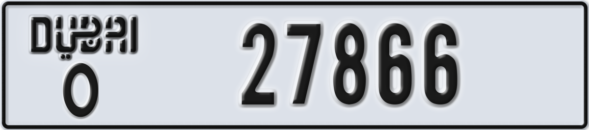 dubai License Plate Number 27866 Code O