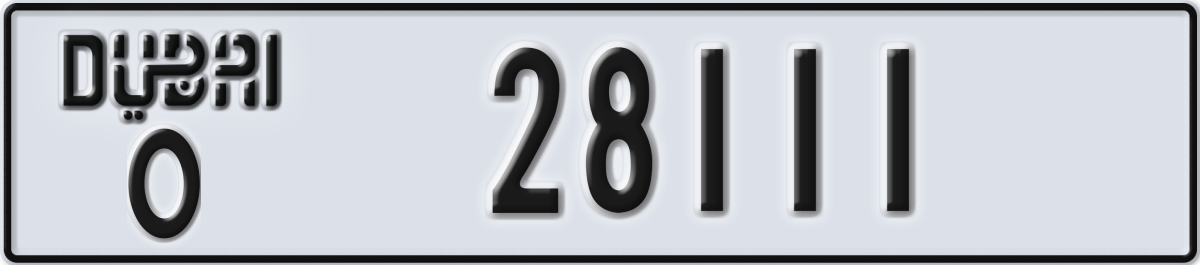 dubai License Plate Number 28111 Code O