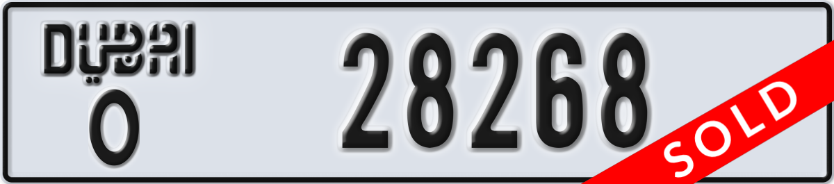 dubai License Plate Number 28268 Code O