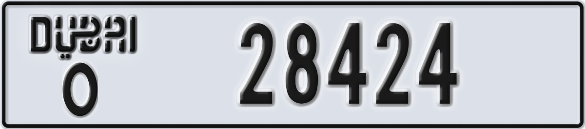 dubai License Plate Number 28424 Code O