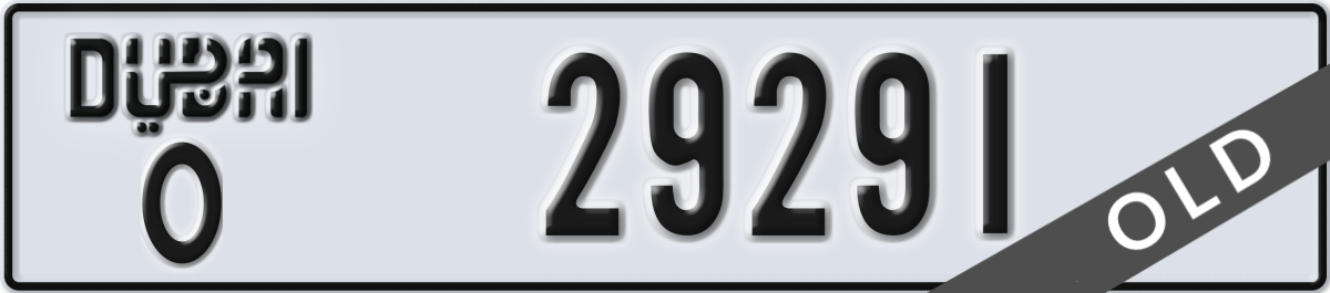 dubai License Plate Number 29291 Code O