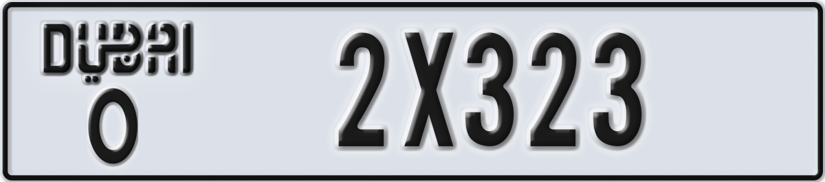 dubai License Plate Number 2X323 Code O