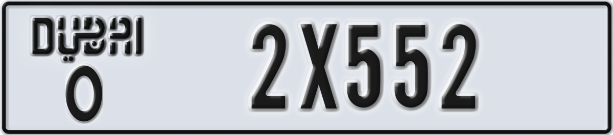 dubai License Plate Number 2X552 Code O