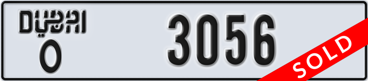 dubai License Plate Number 3056 Code O