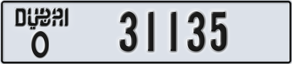 dubai License Plate Number 31135 Code O