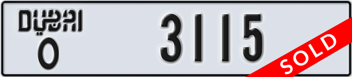 dubai License Plate Number 3115 Code O