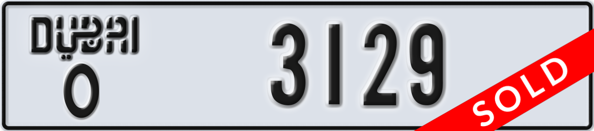 dubai License Plate Number 3129 Code O