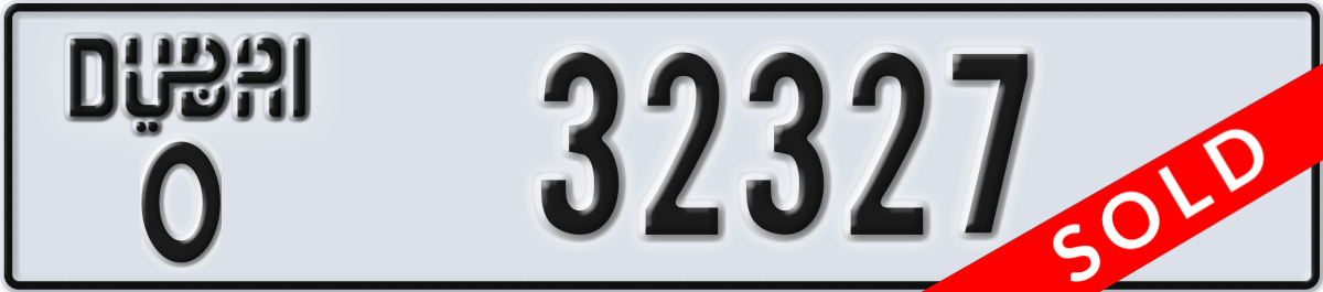 dubai License Plate Number 32327 Code O