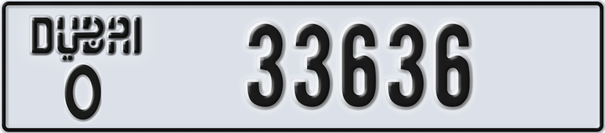 dubai License Plate Number 33636 Code O
