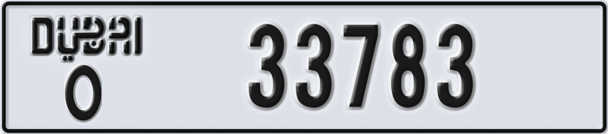 dubai License Plate Number 33783 Code O