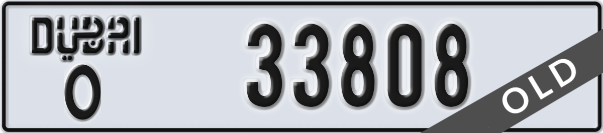 dubai License Plate Number 33808 Code O