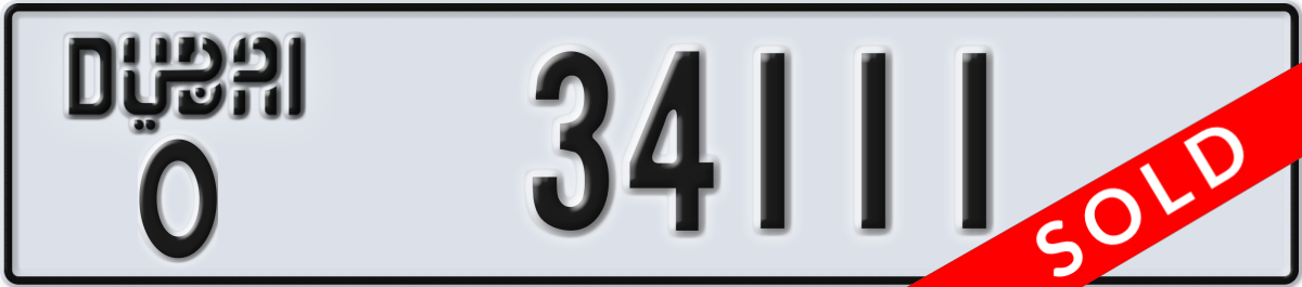 dubai License Plate Number 34111 Code O