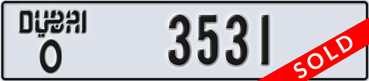 dubai License Plate Number 3531 Code O