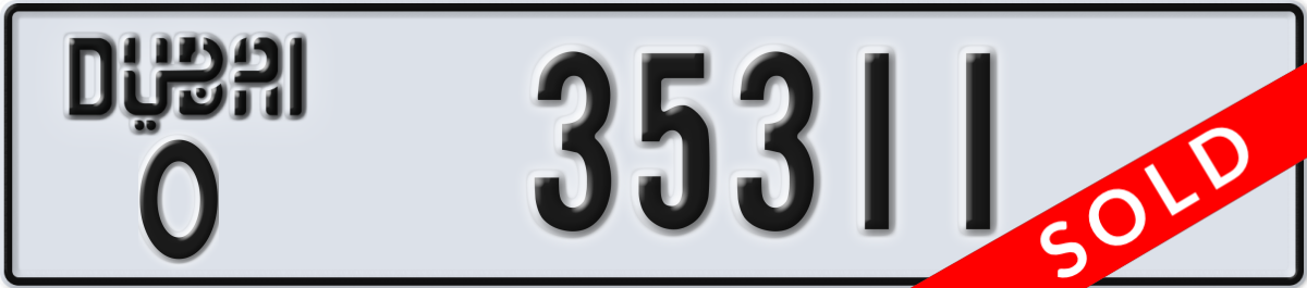 dubai License Plate Number 35311 Code O