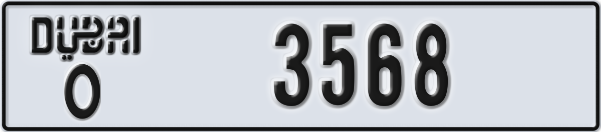 dubai License Plate Number 3568 Code O