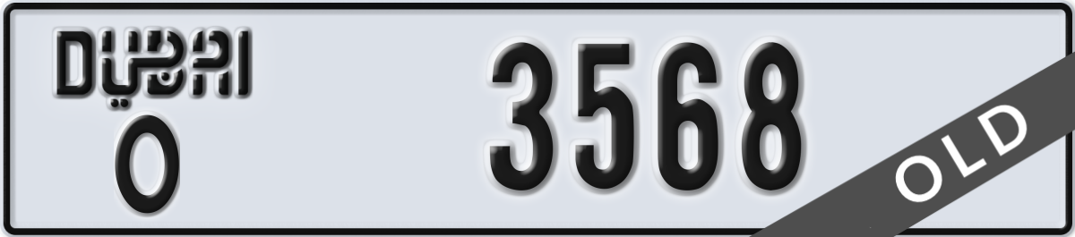 dubai License Plate Number 3568 Code O