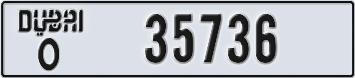 dubai License Plate Number 35736 Code O