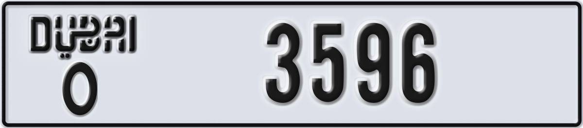 dubai License Plate Number 3596 Code O