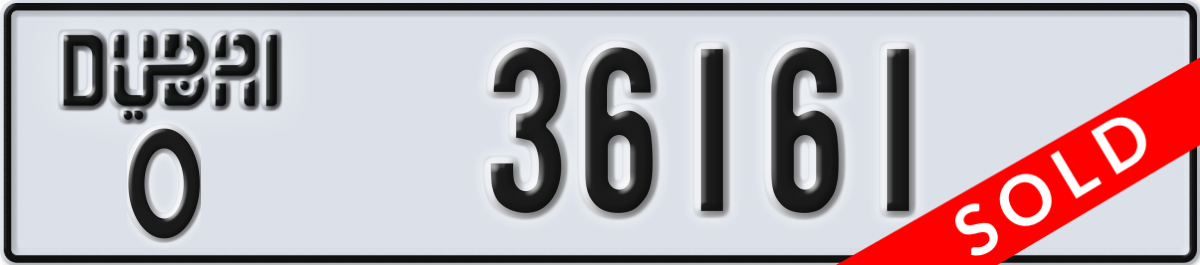 dubai License Plate Number 36161 Code O