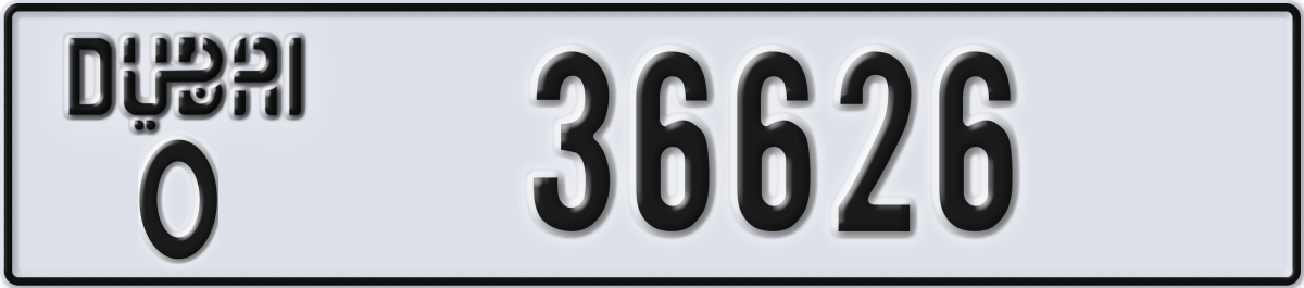 dubai License Plate Number 36626 Code O