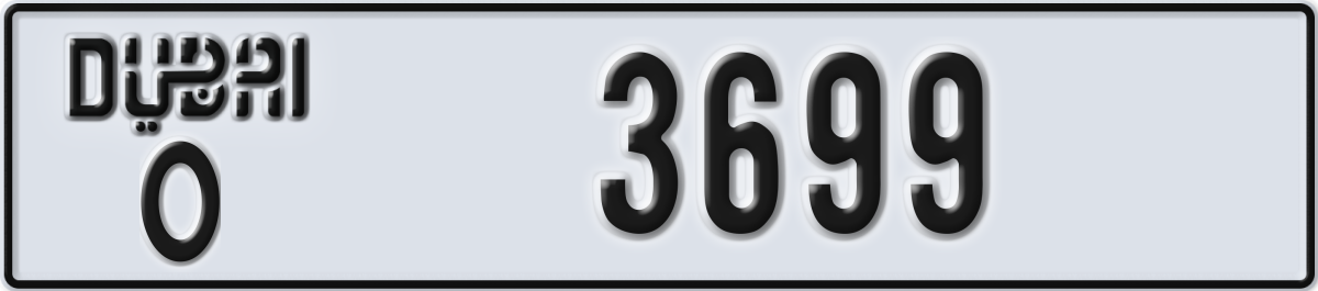dubai License Plate Number 3699 Code O