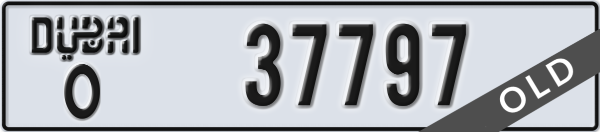 dubai License Plate Number 37797 Code O