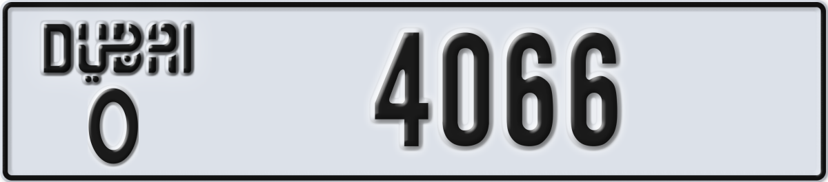dubai License Plate Number 4066 Code O