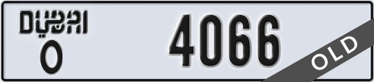 dubai License Plate Number 4066 Code O