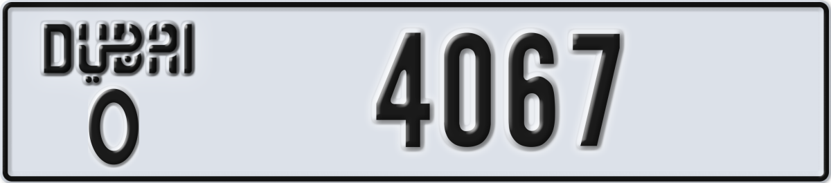 dubai License Plate Number 4067 Code O