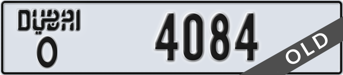 dubai License Plate Number 4084 Code O