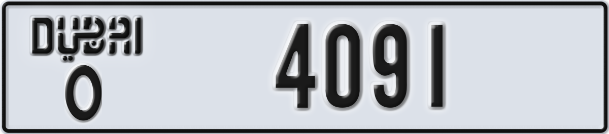 dubai License Plate Number 4091 Code O