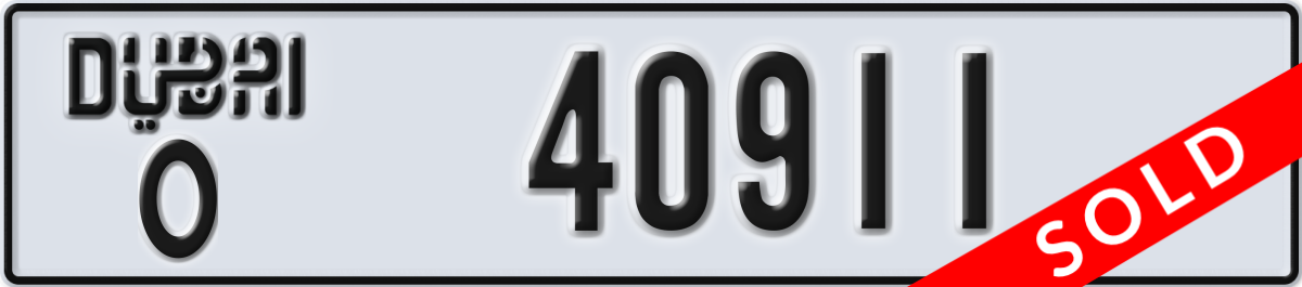 dubai License Plate Number 40911 Code O