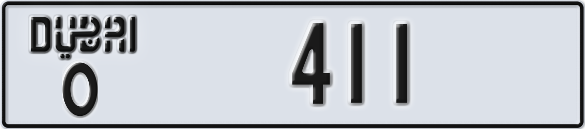 dubai License Plate Number 411 Code O