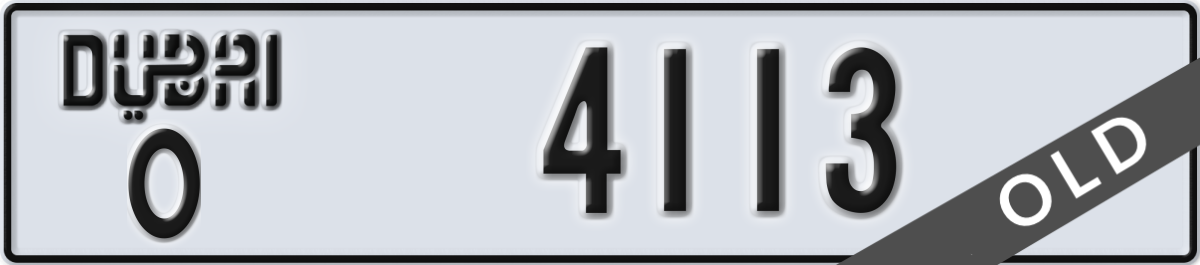 dubai License Plate Number 4113 Code O