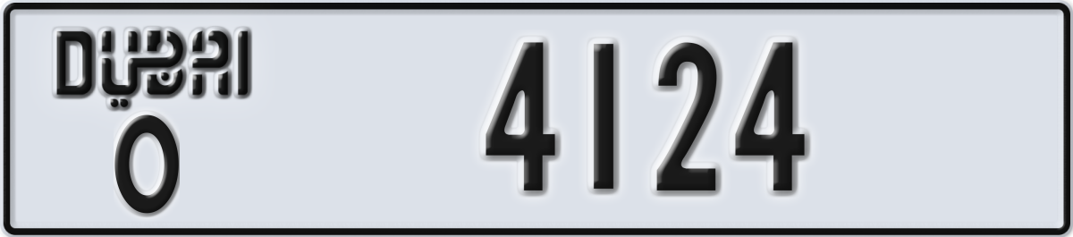 dubai License Plate Number 4124 Code O