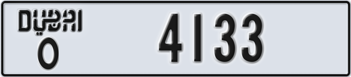 dubai License Plate Number 4133 Code O