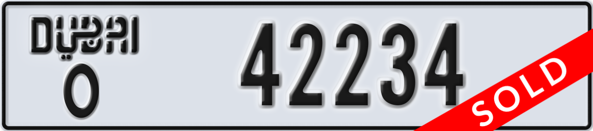 dubai License Plate Number 42313 Code O