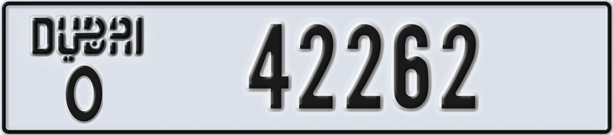 dubai License Plate Number 42262 Code O