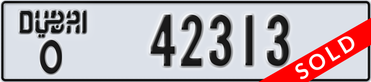 dubai License Plate Number 42313 Code O