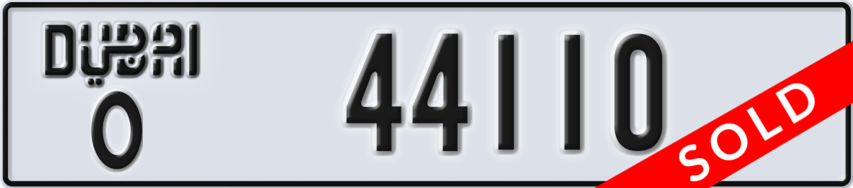 dubai License Plate Number 44110 Code O