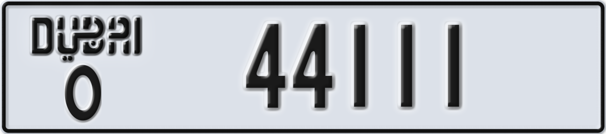 dubai License Plate Number 44111 Code O