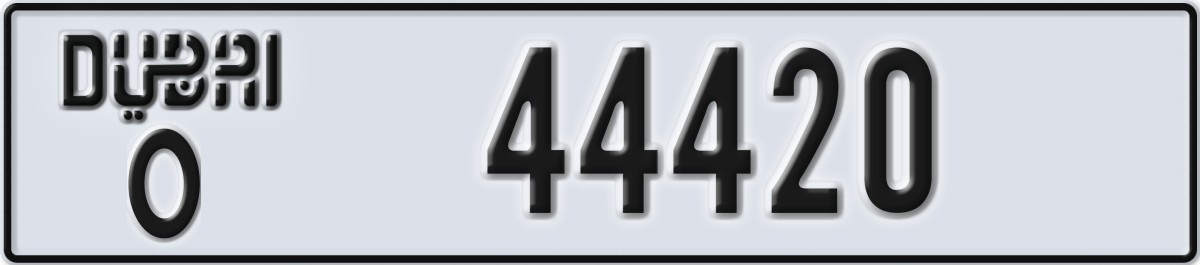 dubai License Plate Number 44420 Code O