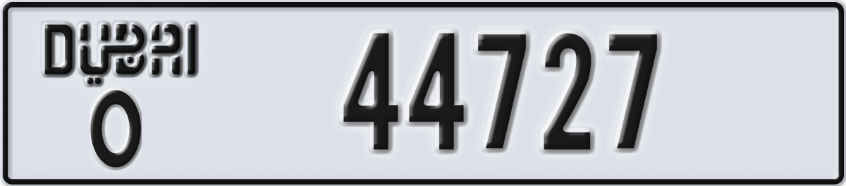 dubai License Plate Number 44727 Code O