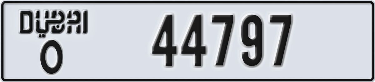 dubai License Plate Number 44797 Code O